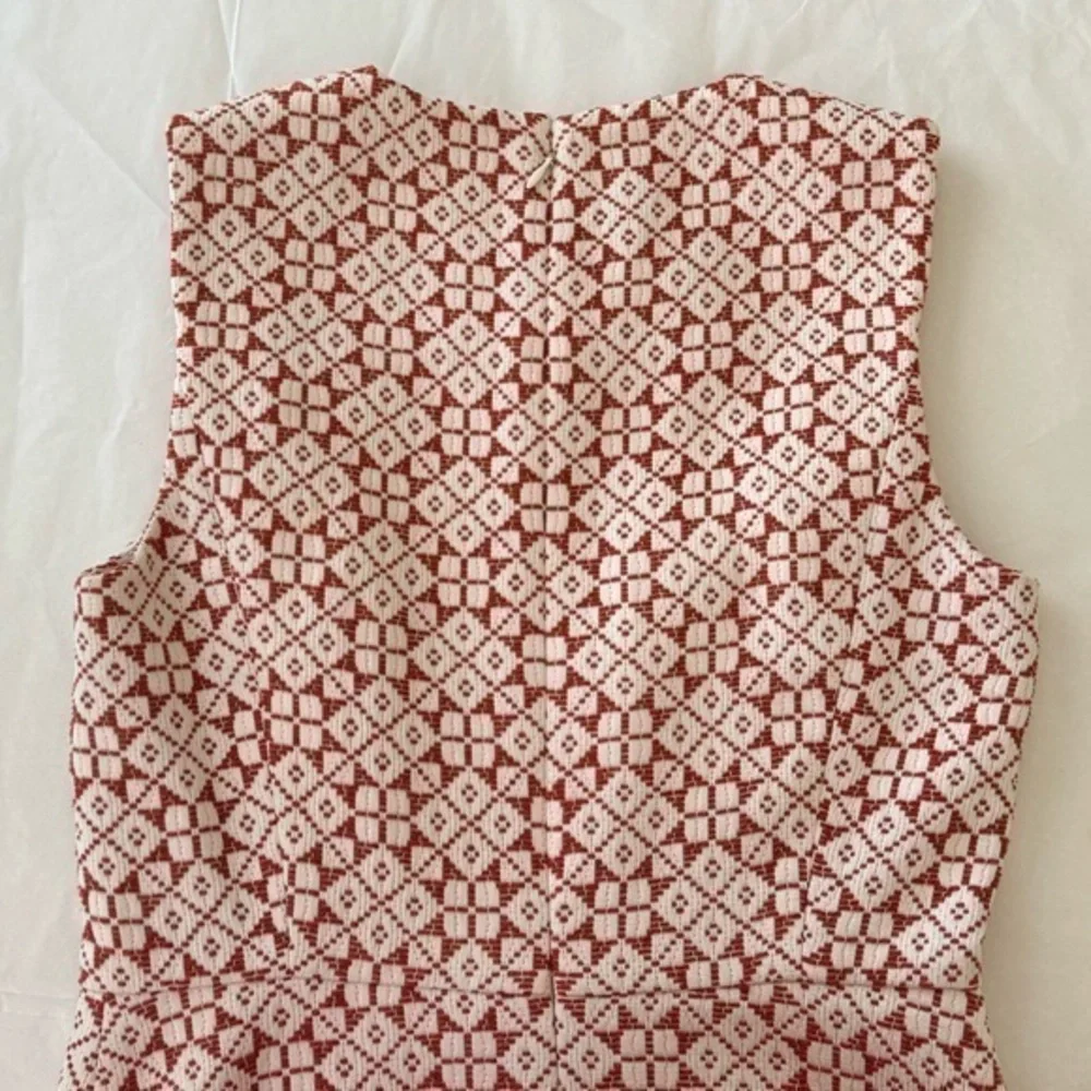 Tory Burch Orange Geometric Jaqcuard Sleeveless A-Line‎ Dress